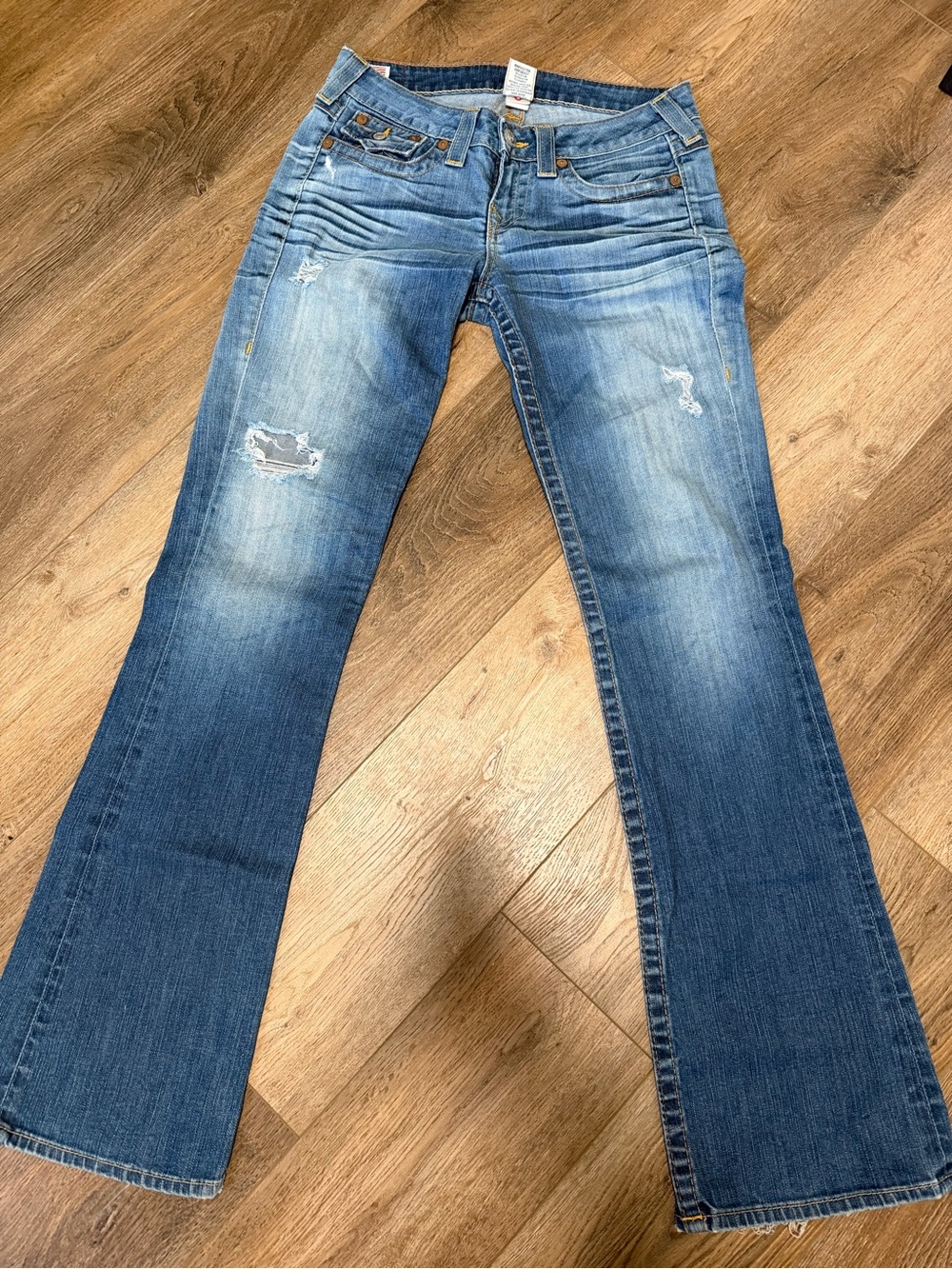 True Religion Women's Distressed Flare Jeans - Blue